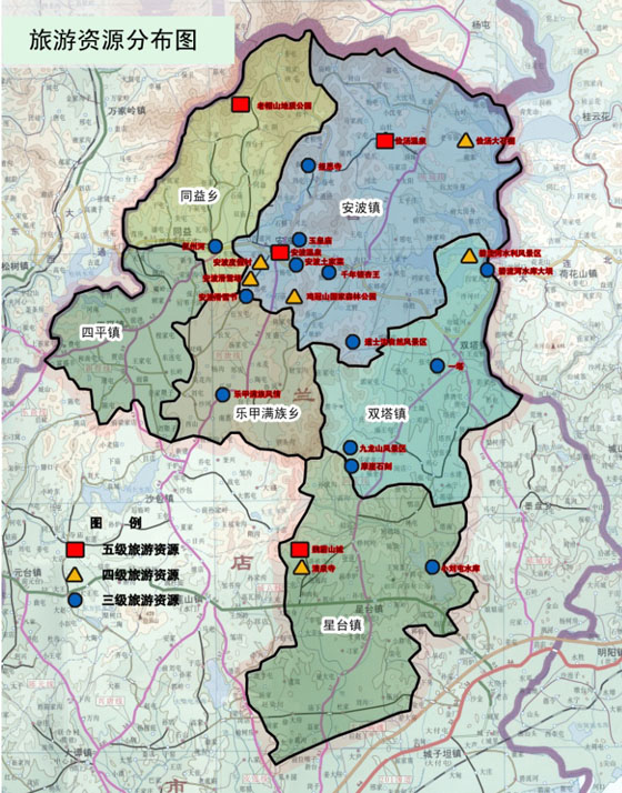 安波溫泉旅游經濟區旅游資源分布圖