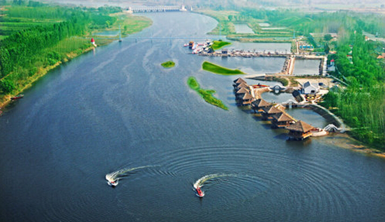 三河湖旅游景區濕地漁莊鳥瞰實景圖